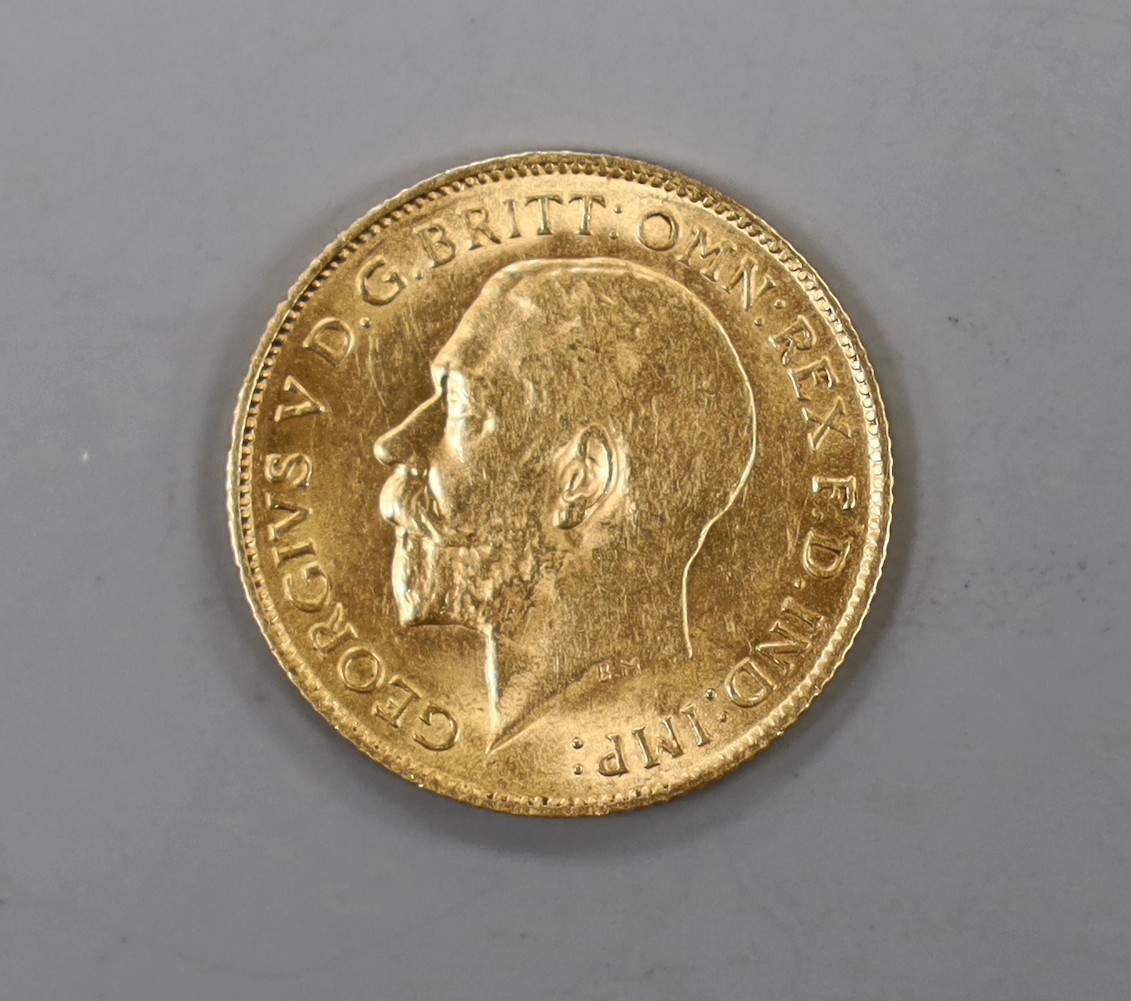 A George V 1912 gold half sovereign.